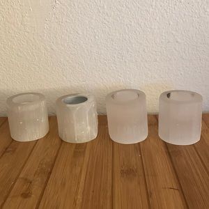 4 selenite tea light candle holders